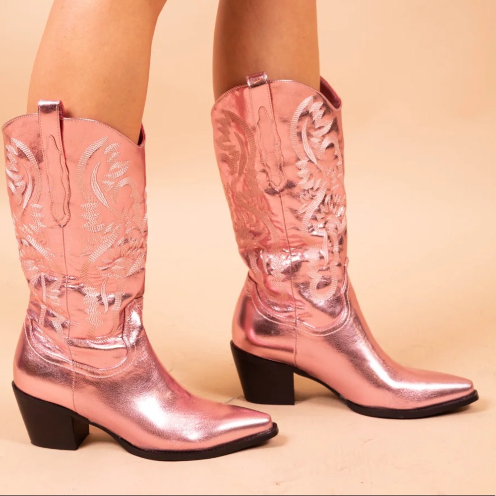 Billini Danilo metallic pink cowboy boots